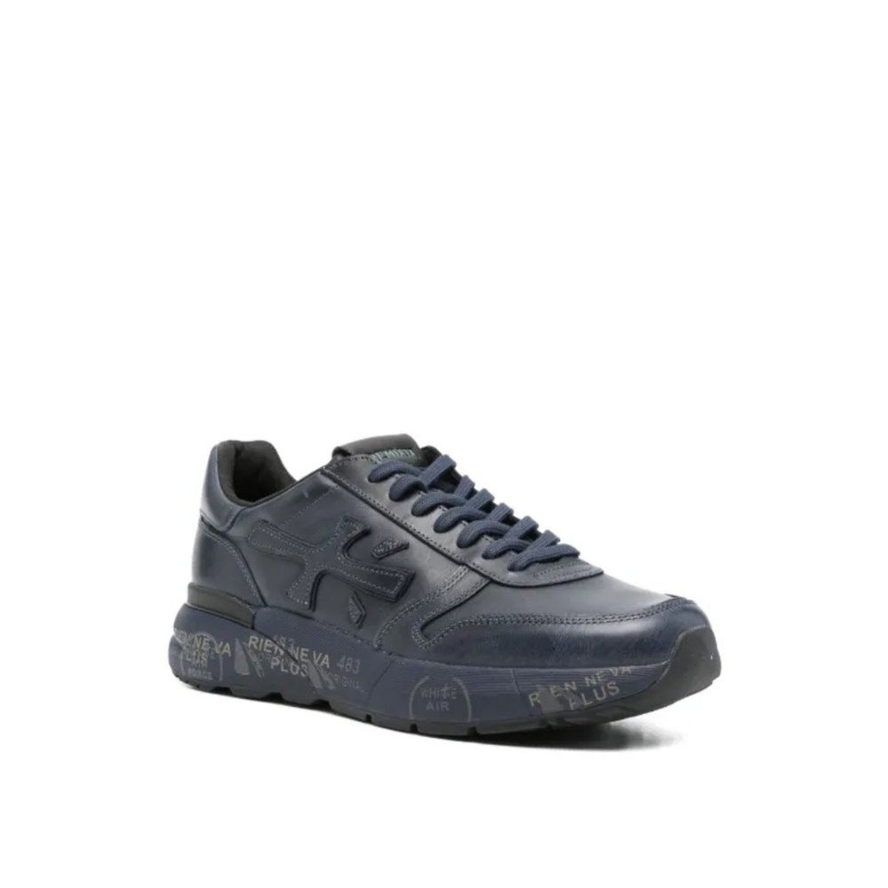 Men's Black Leather Lace-Up Sneakers
